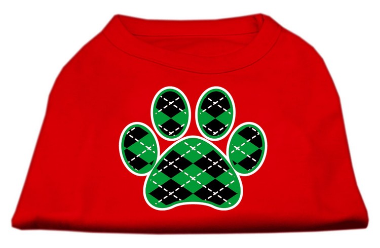 Argyle Paw Green Screen Print Shirt Red XS